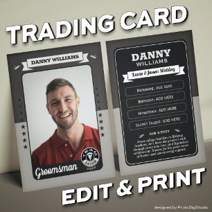 Custom Team Groom Trading Card, Groomsmen Gifts Calling Card