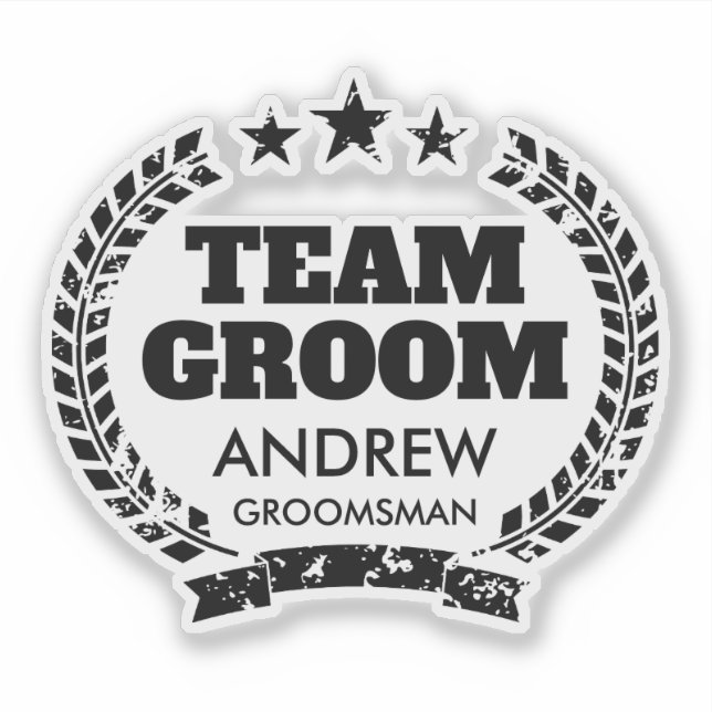 Custom Team Groom vinyl stickers for groomsmen (Front)