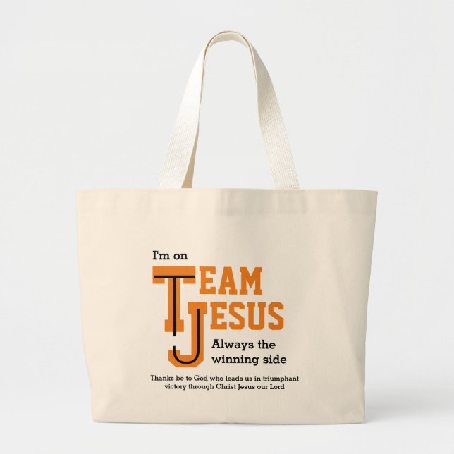 Custom TEAM JESUS Christian Large Tote Bag (Front)