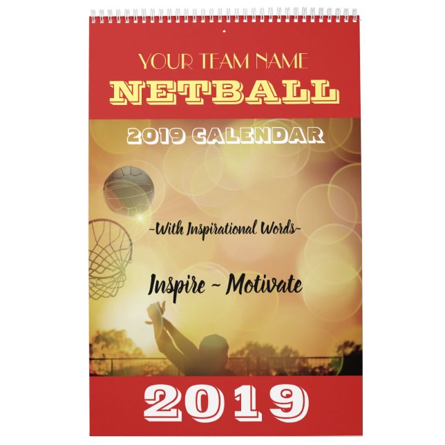 Custom Team Name Personalised 2019 Netball Calendar (Cover)
