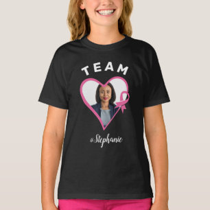 Custom Team Support Pink Ribbon Heart Photo T-Shirt