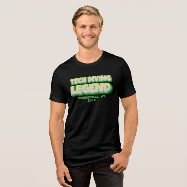 Custom Technical Diver Location Date Name Tri-Blend Shirt (Front Full)