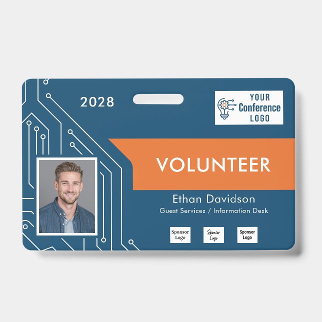 Custom Technology Summit Volunteer Photo ID Badge (Front)