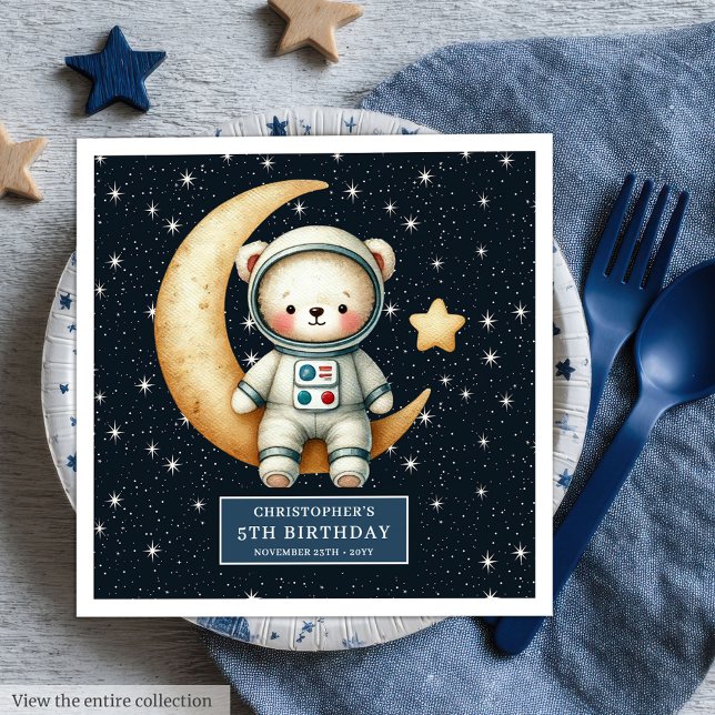 Custom Teddy Bear Astronaut Napkins Baby Shower  (Custom Teddy Bear Astronaut Napkins Baby Shower )