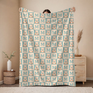 Custom Teddy Bear Baby Blanket Gift for Newborn