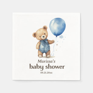 Custom Teddy Bear Baby Boy Shower Napkin