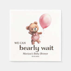 Custom Teddy Bear Girl Baby Shower Napkin