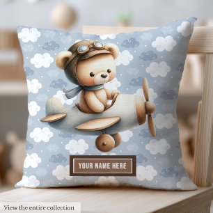 Custom Teddy Bear Pillow for Baby Boy Nursery