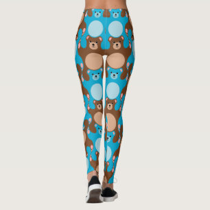 Custom Teddy Bears blue brown teens leggings