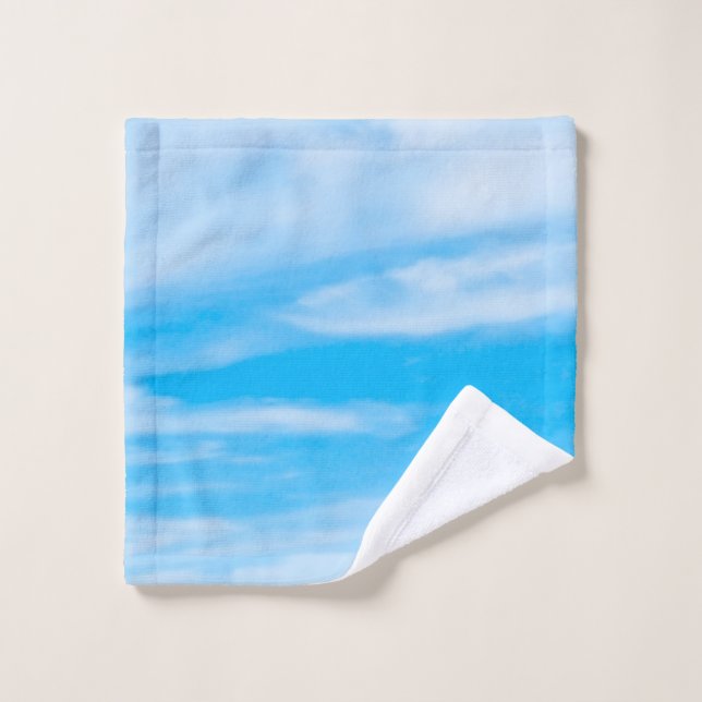 Custom Template Blue Sky White Clouds Elegant Wash Cloth (Wash Cloth)