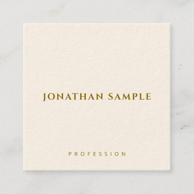 Custom Template Elegant Modern Gold Text Square Square Business Card (Front)