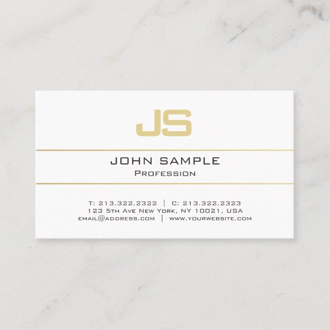 Custom Template Gold Initial Monogram Modern Business Card (Front)