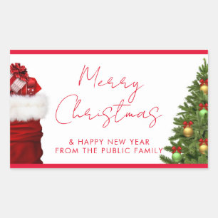 Custom Template Happy New Year Merry Christmas Rectangular Sticker