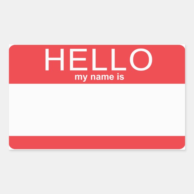 Custom Template Hello My Name Is Rectangular Sticker (Front)