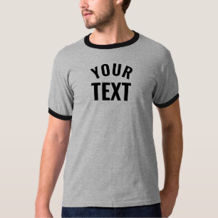 Custom Template Men's Basic Ringer Grey Black T-Shirt