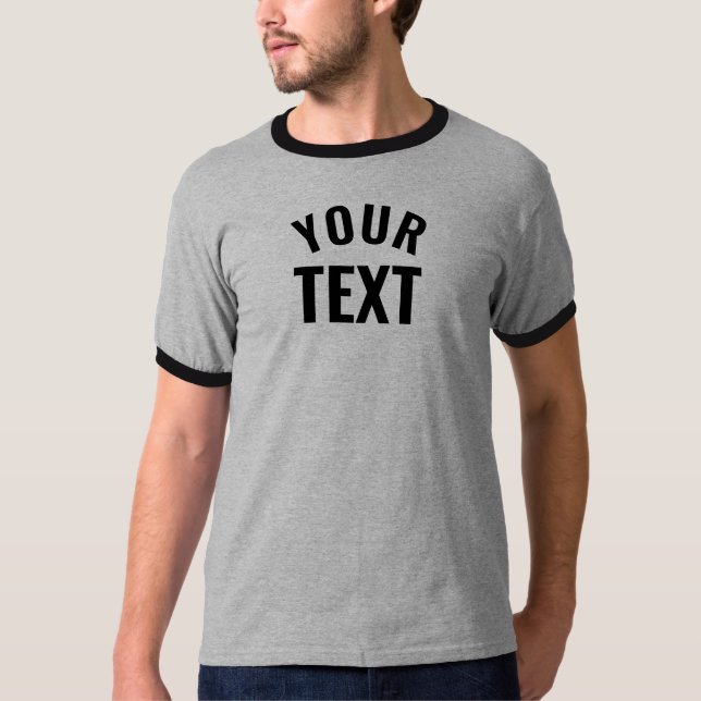 Custom Template Men's Basic Ringer Grey Black T-Shirt (Front)