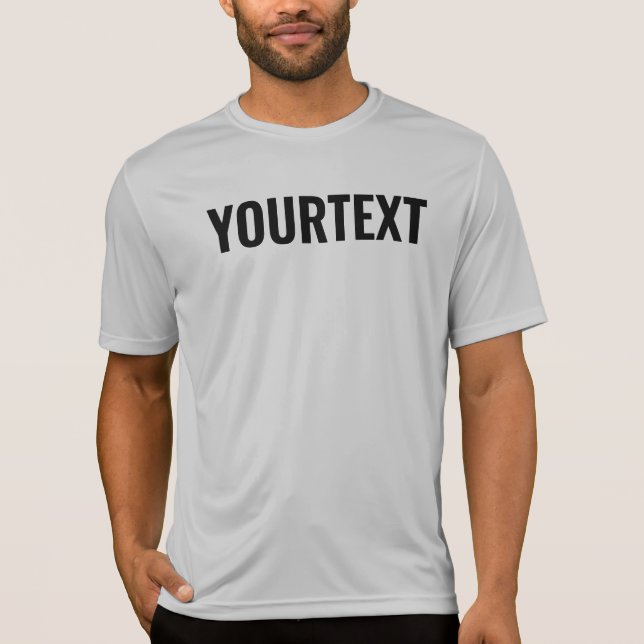 Custom Template Mens Modern Big Font Text Silver T-Shirt (Front)