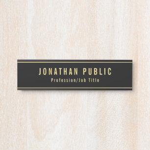 Custom Template Modern Black And Gold Office Door Sign