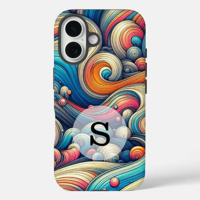 Custom Template Psychedelic Wavy Print Case-Mate iPhone Case (Back)