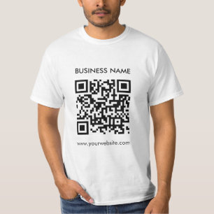 Custom Template QR Code Elegant Mens Modern White T-Shirt