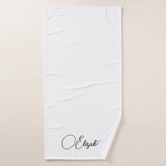 Custom Template Typography Name Black White Bath Towel (Bath Towel)