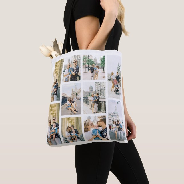 Custom Ten Photo Collage Tote Bag (Close Up)