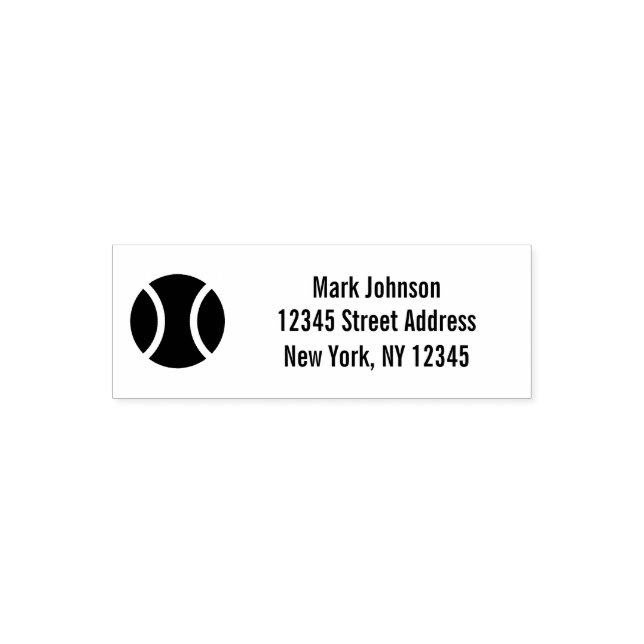 Custom tennis ball self inking address stamp (Design)