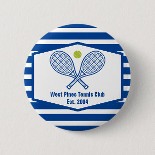 Custom Tennis Country Club Blue Striped 6 Cm Round Badge