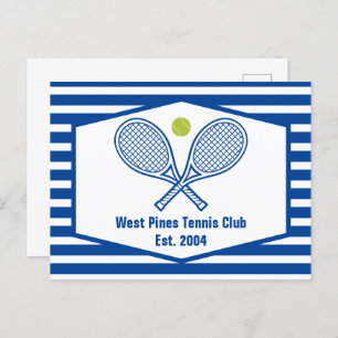 Custom Tennis Country Club Blue Striped Postcard