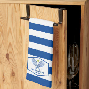 Custom Tennis Country Club Blue Striped Tea Towel