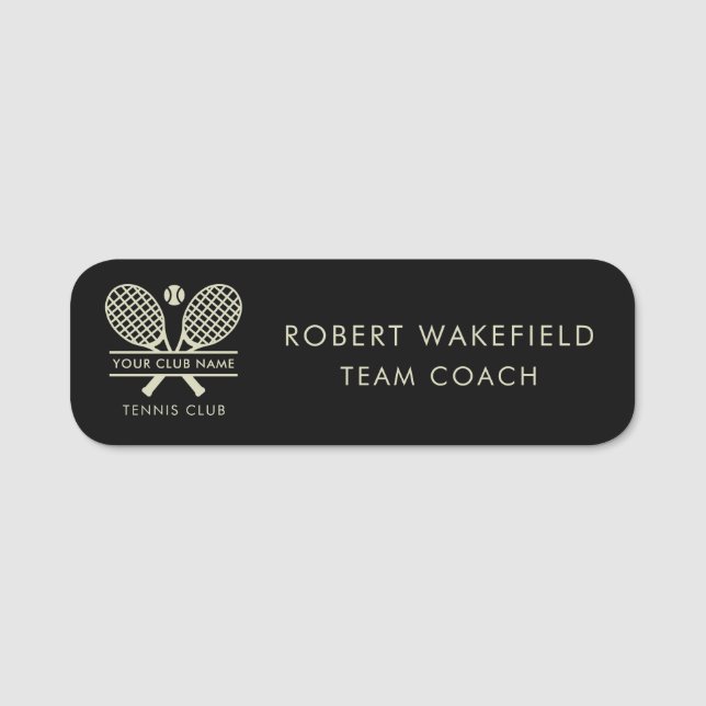 Custom Tennis Country Club Coach Magnetic Name Tag (Front)