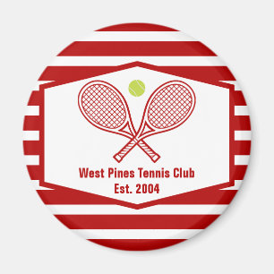 Custom Tennis Country Club Red Striped Magnet