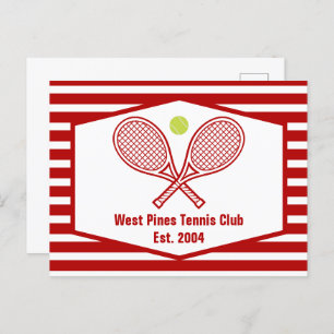 Custom Tennis Country Club Red Striped Postcard