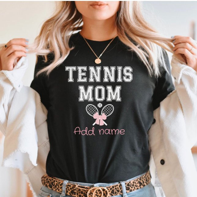 Custom Tennis Mum with Pink Bow & Rackets T-Shirt (Creator Uploaded)