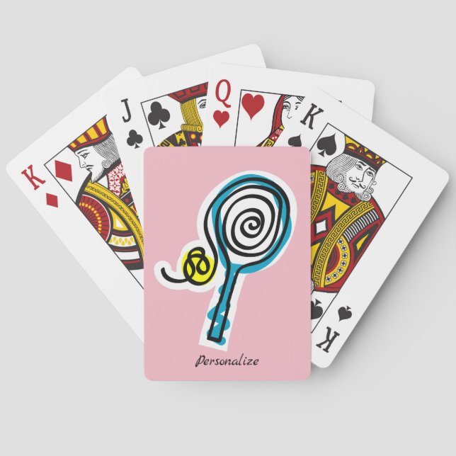 Custom tennis racket and ball design playing cards (Back)