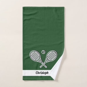 Custom Tennis Theme Monogrammed Name Tennis Ball Hand Towel