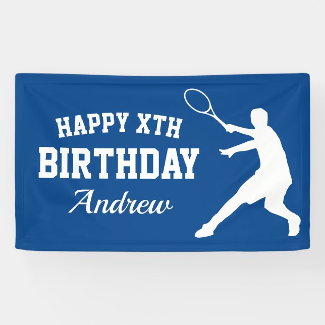 Custom tennis themed Happy Birthday party banner (Horizontal)