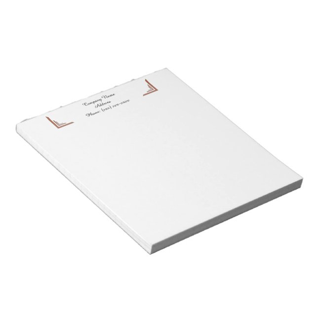 Custom Terracotta Corner Business Notepad (Angled)