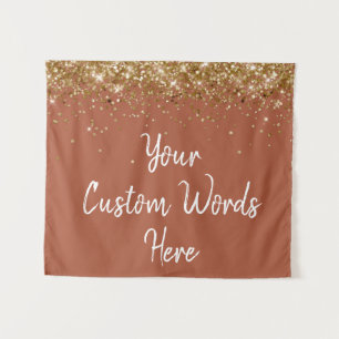 Custom Terracotta Gold Birthday Party Photo Booth Tapestry