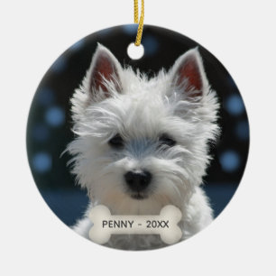 Custom Terrier Puppy Dog Photo Ceramic Tree Decoration