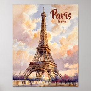 Custom Test Paris Eiffel Tower France Watercolor Poster