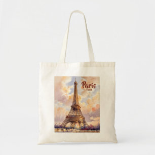 Custom Test Paris Eiffel Tower France Watercolor Tote Bag
