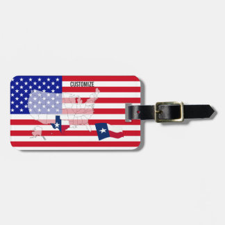 Custom Texas State USA Flag Map Luggage tag