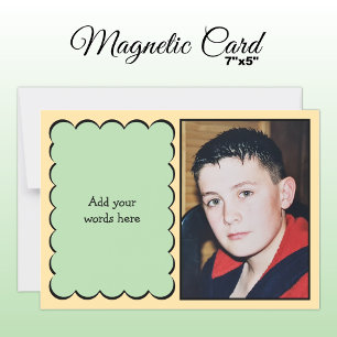 Custom text 1 photo peach green magnetic card