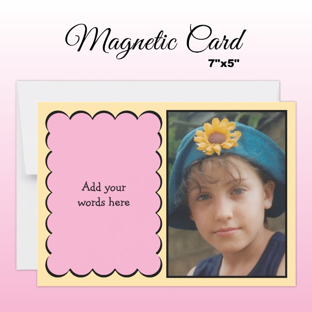 Custom text 1 photo peach pink magnetic card (Creator Uploaded)
