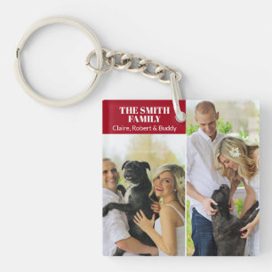 Custom Text 2 Photo Collage Keychain