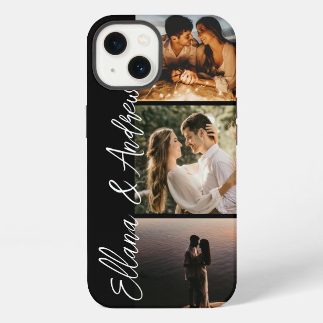 Custom Text & 3 Photo iPhone Case (Back)