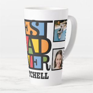 Custom Text & 4 Photos BEST DAD EVER Latte Mug