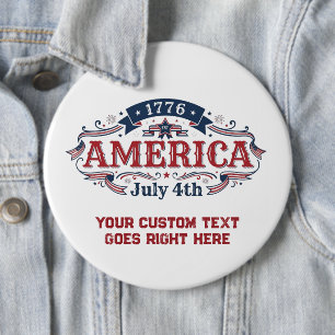 Custom text 4th of July 1776 6 Cm Round Badge