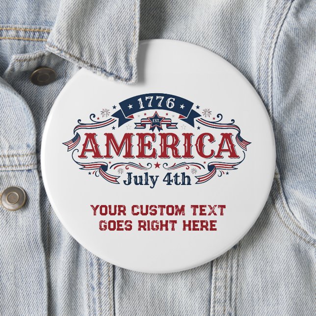 Custom text 4th of July 1776  6 Cm Round Badge (In Situ)